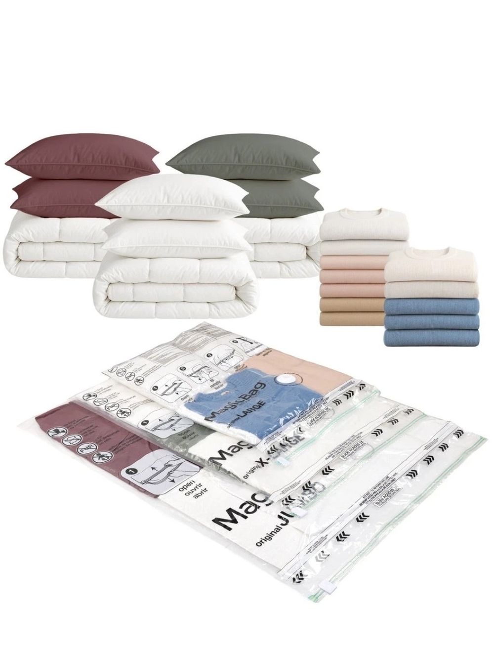 MagicBag 10-Pack Vacuum & Roll-Up Space Saver Storage Bags Open Box